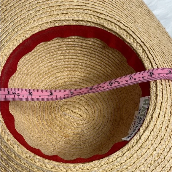 Hat Attack New York's Tan Straw Sun Hat with Ribbon - Picture 8 of 9